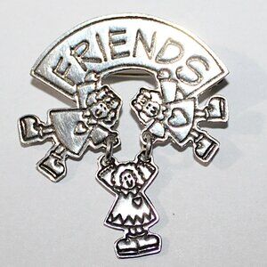 Vintage Sterling Silver Women Friends Brooch 6 grams EFS